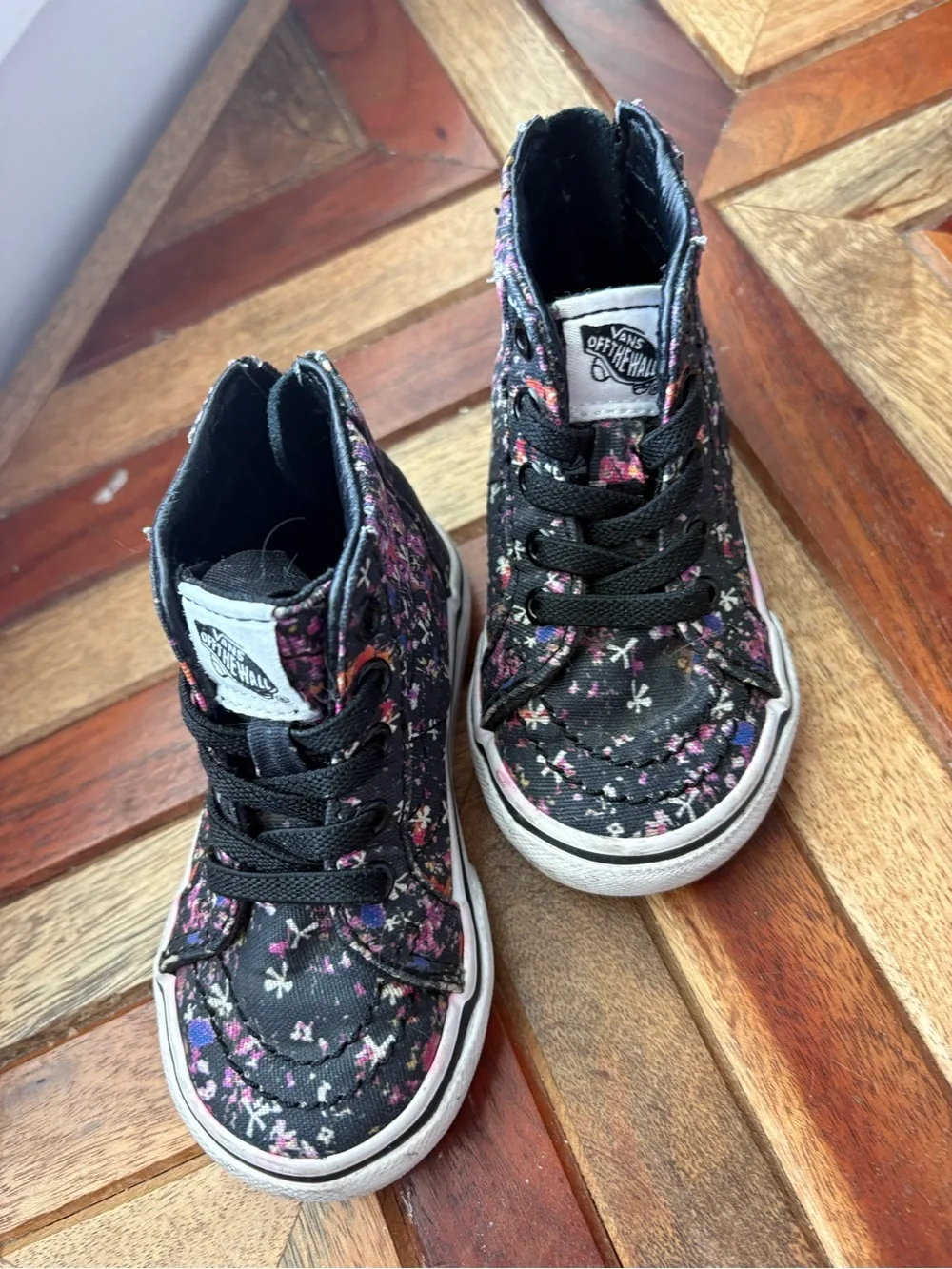 Vans Kids Black High-Top Floral Sneakers